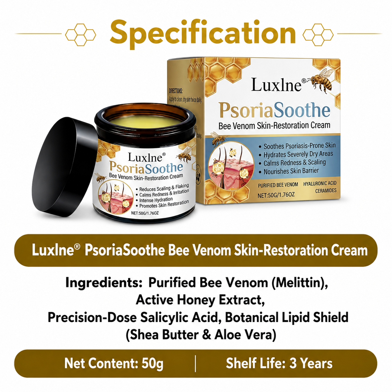 Luxlne® PsoriaSoothe Bee Venom Skin-Restoration Cream