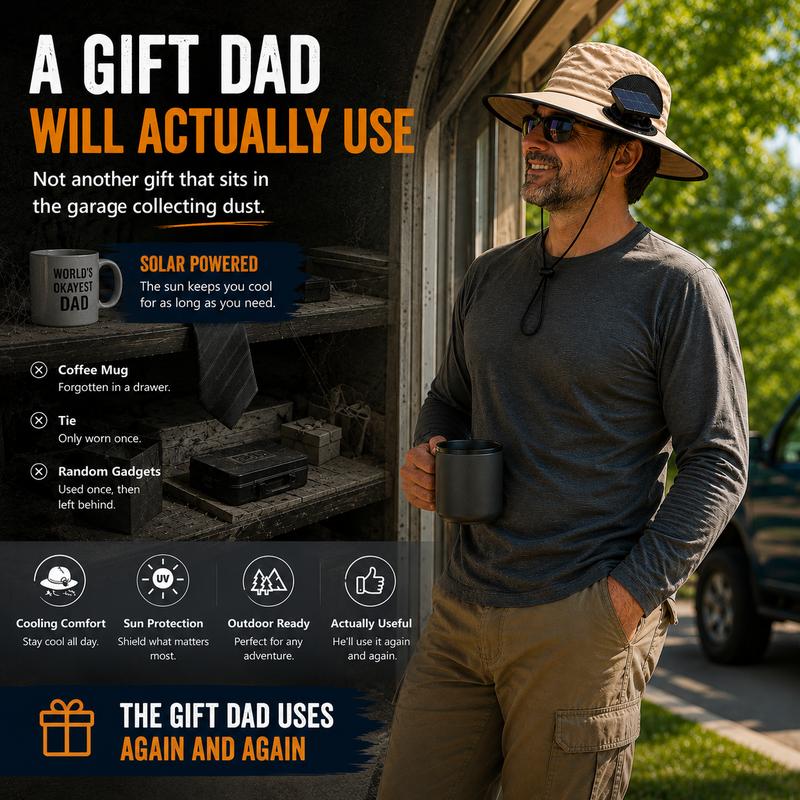Ultra-Light Waterproof Dual-Motor Solar Fan — Lighter Than a Baseball (Only 9oz)