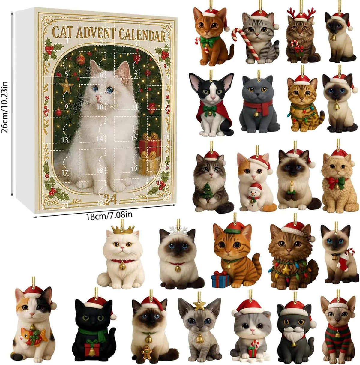 2026 Cat Advent Calendar – 24 Collectible Christmas Cat Figurines