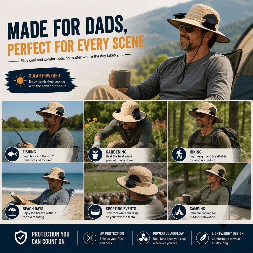 Ultra-Light Waterproof Dual-Motor Solar Fan — Lighter Than a Baseball (Only 9oz)