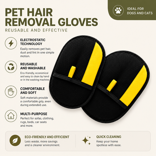 Reusable Electrostatic Pet Hair Removal Glove for Dogs & Cats