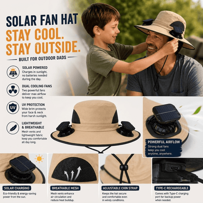 Ultra-Light Waterproof Dual-Motor Solar Fan — Lighter Than a Baseball (Only 9oz)