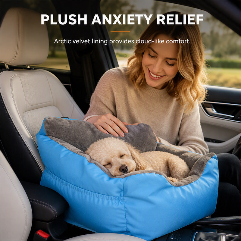 Portable Dog Car Seat – Comfortable Pet Booster Bed for Road Trips
