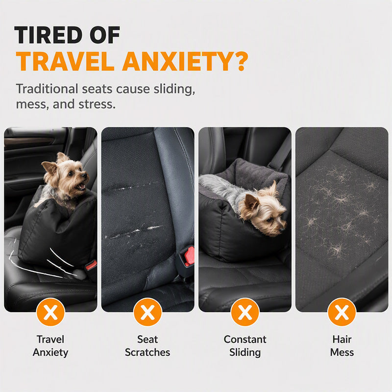 Portable Dog Car Seat – Comfortable Pet Booster Bed for Road Trips