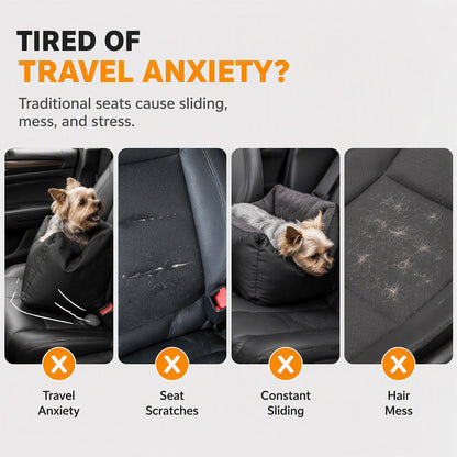 Portable Dog Car Seat – Comfortable Pet Booster Bed for Road Trips