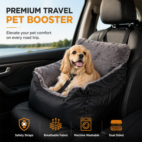 Portable Dog Car Seat – Comfortable Pet Booster Bed for Road Trips