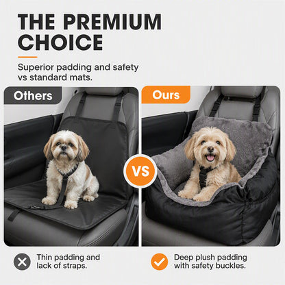 Portable Dog Car Seat – Comfortable Pet Booster Bed for Road Trips
