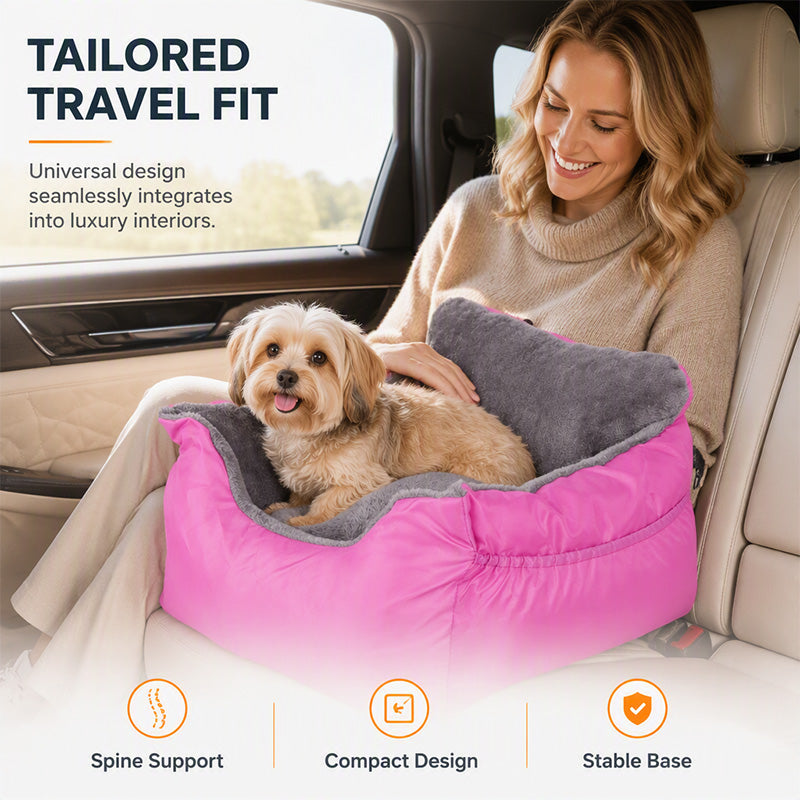 Portable Dog Car Seat – Comfortable Pet Booster Bed for Road Trips