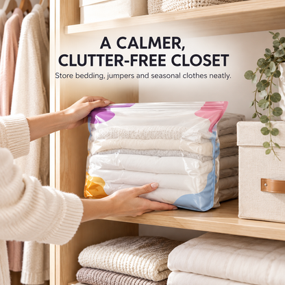 No-Pump Vacuum Storage Bags – Space-Saving Compression Bags