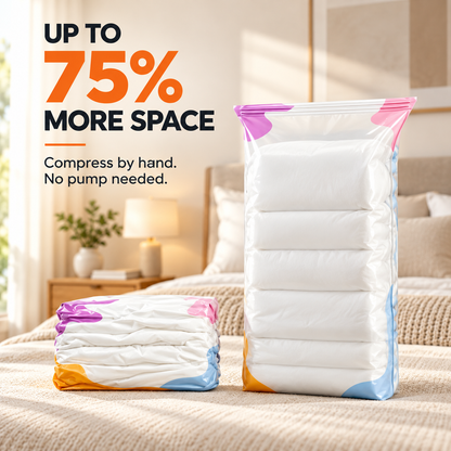 No-Pump Vacuum Storage Bags – Space-Saving Compression Bags