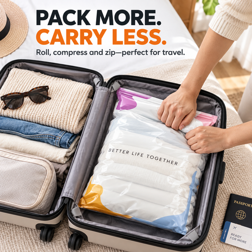 No-Pump Vacuum Storage Bags – Space-Saving Compression Bags